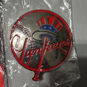 New York Yankees Belt Buckle MLB Silver Logo 3" Round Clasp On‎ Back NEW
